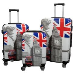 Kuffertsæt - 3 Stk. - Kuffert med motiv - City of london - Hardcase letvægt kuffert med 4 hjul